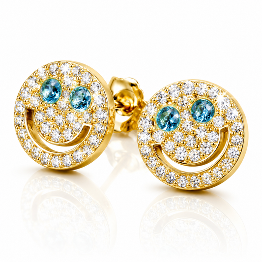 Smiley Face Crystal Stud Earrings