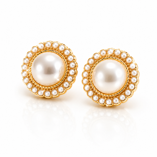 Pearl Halo Stud Earrings