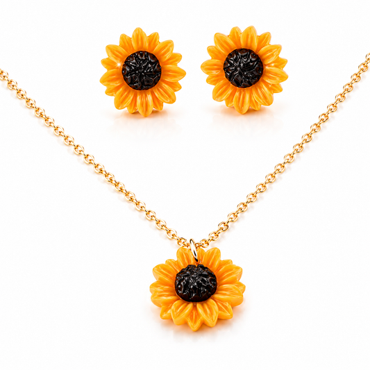 Sunflower Necklace & Earring Set