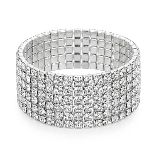 Crystal Pavé Cuff Bracelet & Tassel Necklace Set