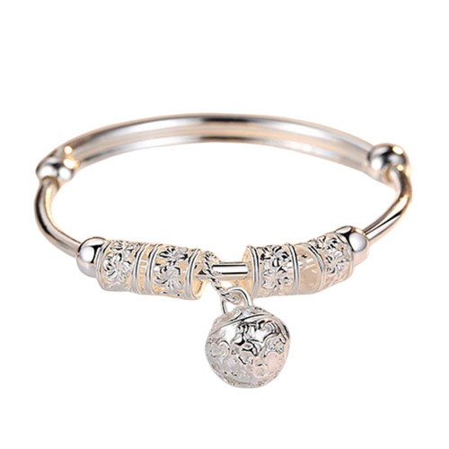 Engraved Bell Charm Bangle